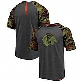 Chicago Blackhawks Fanatics Branded Heathered GrayCamo Recon Camo Raglan T-Shirt,baseball caps,new era cap wholesale,wholesale hats